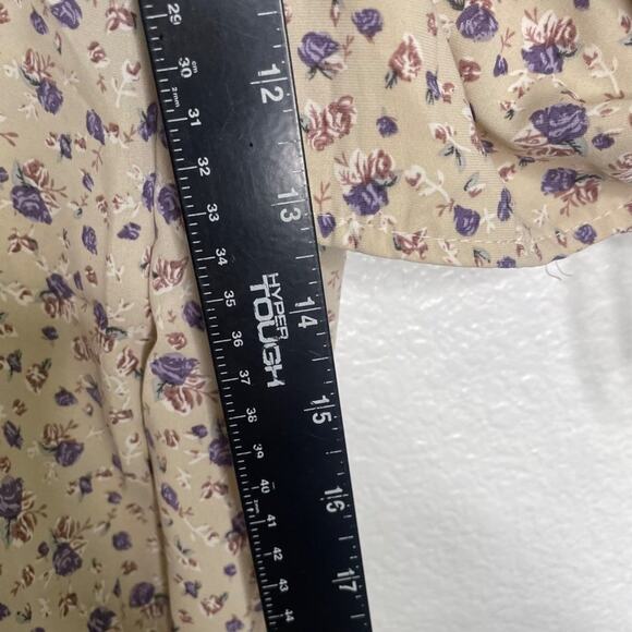 Blush Womens Top Size S Brown Floral Long Sleeve Cropped Casual Blouse - Picture 6 of 11